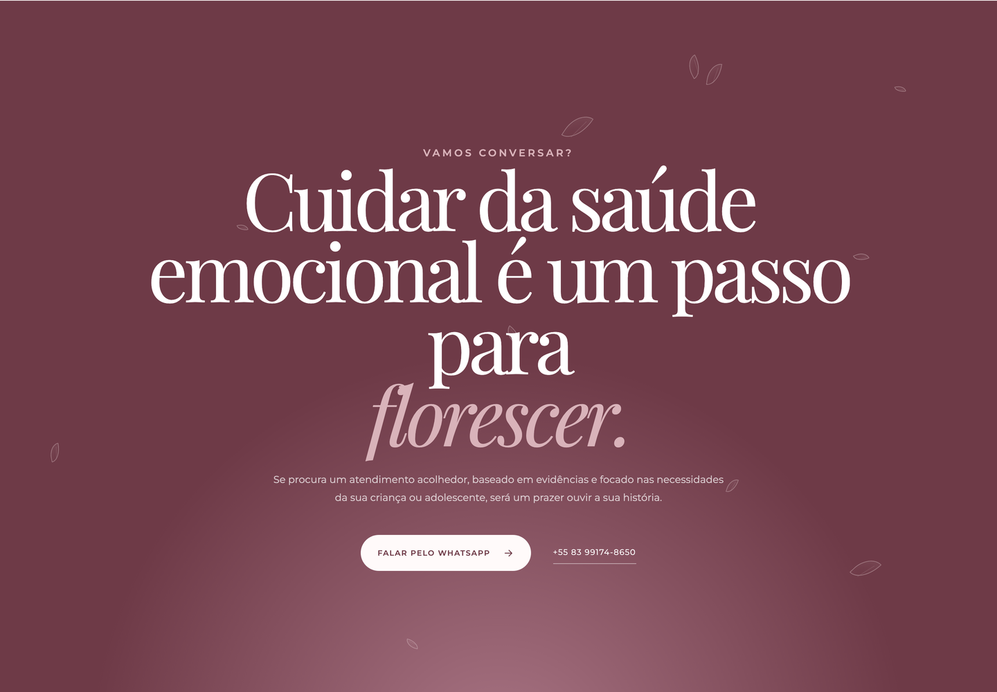 Gabrielle Ramalho: convite para agendar pelo WhatsApp
